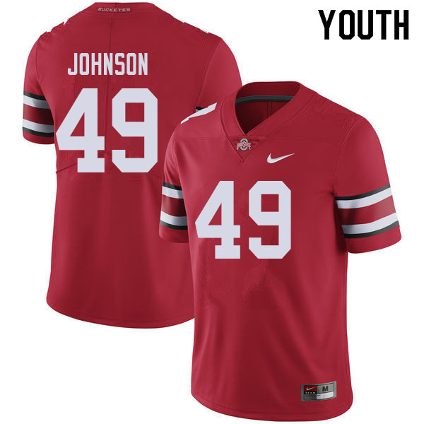 Youth Ohio State Buckeyes #49 Xavier Johnson Red Authentic College Stitched Football Jersey 23YG045NA